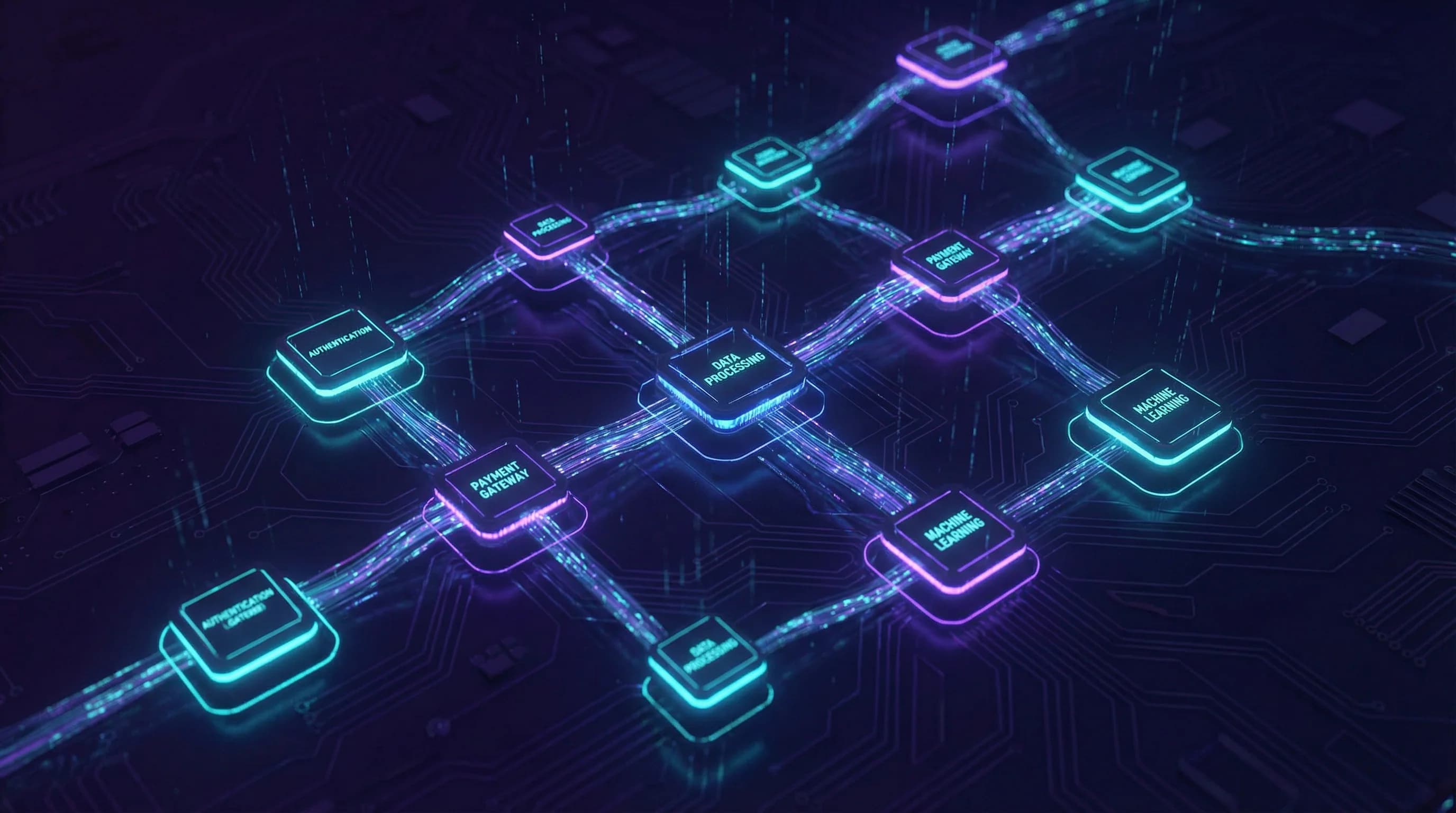 A network diagram showing interconnected API capabilities with outcomes, preconditions, and constraints linked together as navigable nodes